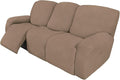 Easy-Going 8 Pieces Recliner Sofa Stretch Sofa Slipcover Sofa Cover Furniture Protector Couch Soft with Elastic Bottom Kids, Spandex Jacquard Fabric Small Checks Camel