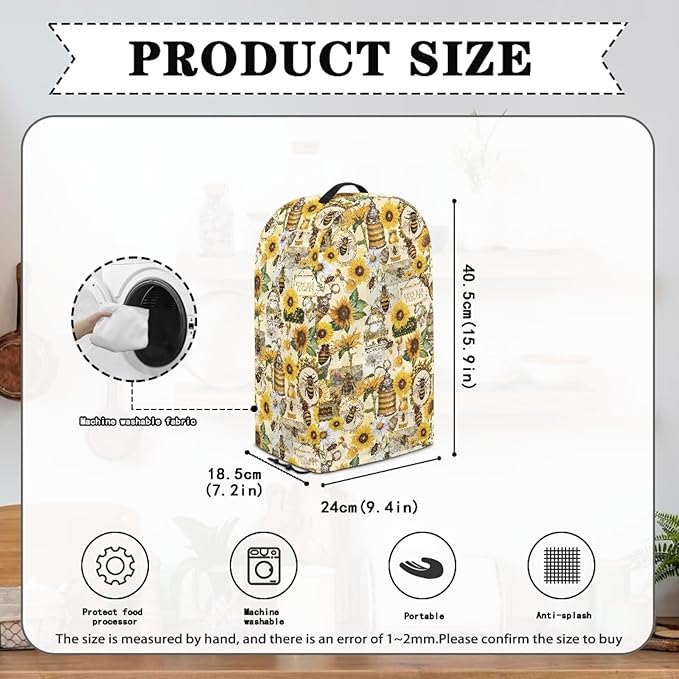 Blender Cover Stand Mixer Covers Sunflower Bee Anti Fingerprint Dust Covers Juicer Cover for Home Kitchen Universal Appliance