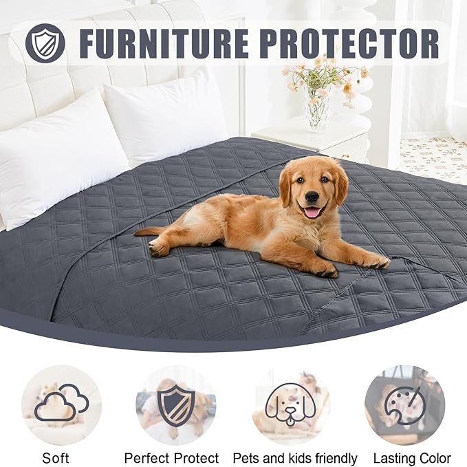 Smiry Waterproof Dog Bed Cover Blanket 40x90, Soft Reversible Pet Blanket, Washable Leakproof Cats Dogs Couch Cover for Sofa, Couch, Furniture, Lattice, Dark Grey/Dark Grey