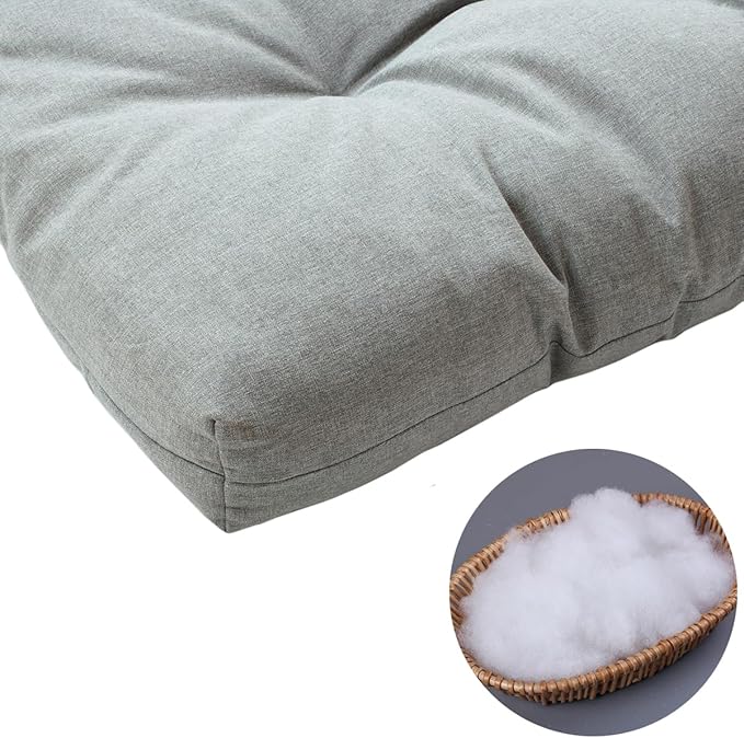 FUNHOME Outdoor Bench Cushion 45 x18 inch with Non-Slip Grips,Water Resistant Porch Swing Cushion,Bench Pillow Pads,Tufted Cushions for Patio Garden Furniture,45" Seat Cushions(Light Gray)