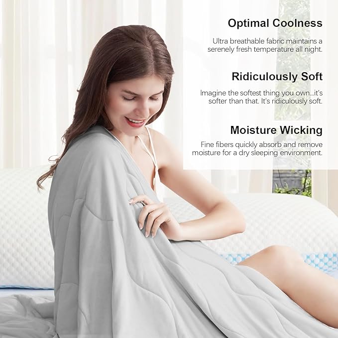 EASELAND Cooling Comforter King, Cold Touch Fabric Absorbs Body Heat, Double-Sided Cool Design Soft Fluffy Cooling Blanket for Night Sweats Hot Sleeper (Grey, King(108"x90"))