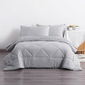 5-Piece Twin Comforter Set with Sheets – Soft and Breathable All-Season Twin Bed in a Bag, Down Alternative Comforter Set for Kids or Teens, Light Grey