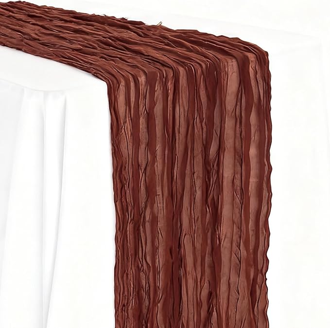 BALCONY & FALCON 2 Pack Terracotta Cheesecloth Table Runner 10FT 120 Inch Rustic & Boho Farmhouse Gauze Cheese Cloth Runners for Wedding Fall Thanksgiving Christmas Party Baby Shower Birthday Decor