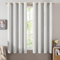 MIULEE Linen Textured Curtains for Bedroom Solid 100% Blackout Thermal Insulated Heathered White Grommet Room Darkening Curtains & Drapes Luxury Decor for Living Room Nursery 52 x 63 Inch (2 Panels)