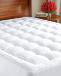Mattress Pad Twin Size – Quilted Fitted Mattress Protector – Cotton Pillow Top Cover w/ 8-16" Deep Pockets – Thick, Comfy & Plush – Cooling, Breathable & Noiseless – Machine Washable – 39 x 75 (White)
