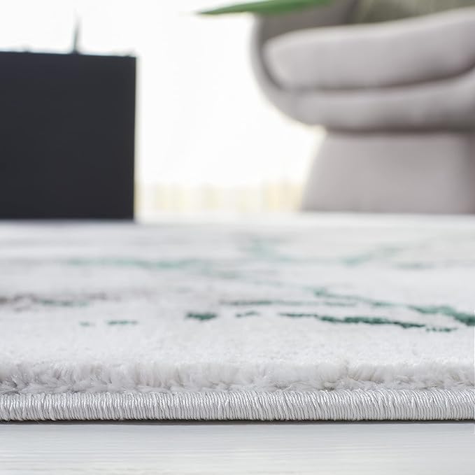 SAFAVIEH Craft Collection Area Rug - 6'7" Square, Grey & Green, Modern Abstract Design, Non-Shedding & Easy Care, Ideal for High Traffic Areas in Living Room, Bedroom (CFT877Y)