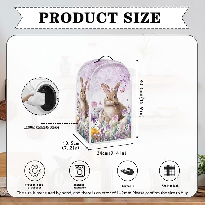 Easter Bunny Blender Covers for Kicthen, Tulip Coffee Machine Dust Cover Washable Dustproof Cover Compatible with Blender Juicer Food Processor Protection