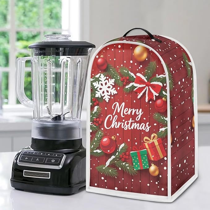 Merry Christmas Blender Cover Dust Cover for Kitchen Washable Food Processor Dust Covers with Handle Easy to Install Protection Covers for Stand Mixer Juice Machine Gift for Christmas