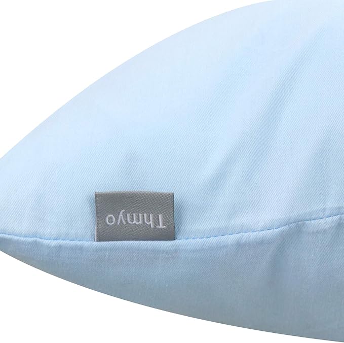 Thmyo 4-Pack 100% Cotton Comfortable Solid Decorative Throw Pillow Case, Square Cushion Cover Pillowcase Sublimation Blank Pillow Covers DIY Throw Pillowcase for Sofa(26x26 inch/ 66x66cm,Light Blue)