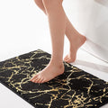 QJHOMO Marble Bathroom Rug Black and Gold Decor Bathroom Rugs Non Slip Bath Mat Super Absorbent Microfiber Plush Bathmat Machine Washable Floor Carpet for Tub, Shower, Bedroom (20x32 inch)