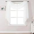 DONREN 144 Inches Long Window Scarf for Party - Luxury Soft Semi Sheer Scarf Valance for Wedding Arch (1 Panel,White,34 Inch Wide by 144 Inch Long)