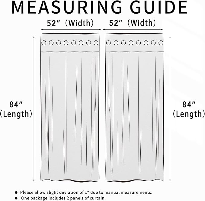 Easy-Going Linen Look Blackout Curtain Grommet Window Curtain Drapes for Bedroom, Living Room Thermal Insulated Room Darkening (2 Panels, 52x84 inch, Greyish White)