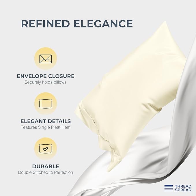 THREAD SPREAD 100% Egyptian Cotton King Size Sheets Set - Luxury 1500 Thread Count Egyptian Cotton Sheets King Size, 17" Deep Pocket, Soft, Cooling Sateen Weave Hotel Quality Bedding Set - Ivory