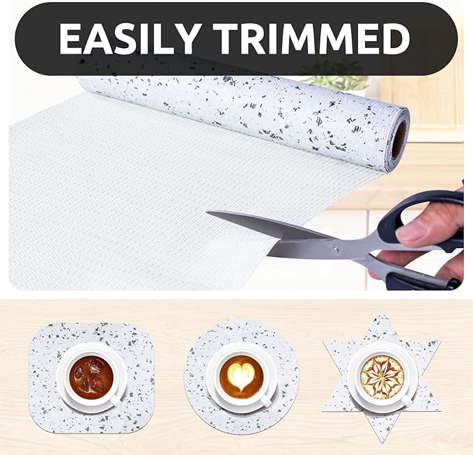 RAY STAR 18X96 Inch Shelf Liner for Kitchen Cabinets, Non-Adhesive Cabinet Liner Washable, PVC Drawer Liner for Dresser Non-Slip Bathroom (Stone)(5 Roll)