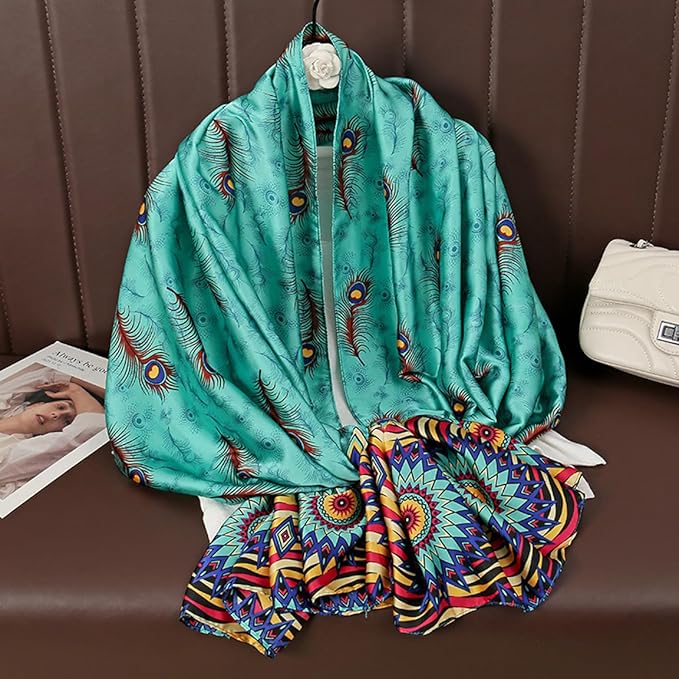 Fashion Scarves Scarf 100% Silk Feeling Scarf Silk Like Scarves Long Lightweight Sunscreen Shawls for Women