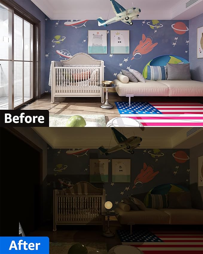 Sumobaby Blackout Curtains for Bedroom Portable 50"x84",No Drill Blackout Shades with Upgraded Hook&Loop Tapes,100% Black Out Window Cover,Thermal Insulated Blinds for Bedroom,Nursery(1 Panel,Black)