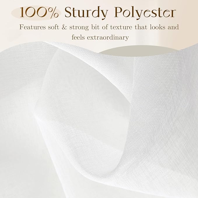 Dreaming Casa White Sheer Curtains 96 Inches Long, Rod Pocket & Back Tab Light Filtering Textured Sheers for Living Room Bedroom, 2 Panels, Each 52" W x 96" L
