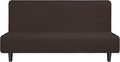 Easy-Going Stretch Futon Slipcover Armless Sofa Cover Furniture Protector Without Armrests Slipcover Soft with Elastic Bottom for Kids, Spandex Jacquard Fabric Small Checks(futon,Chocolate)