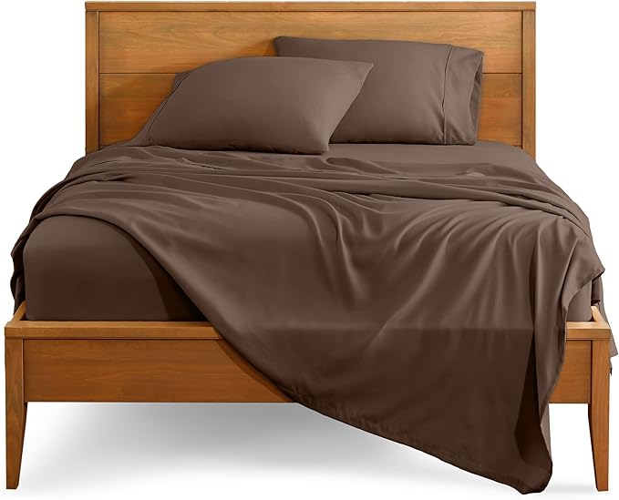 Bare Home Twin Sheet Set - 1800 Ultra-Soft Microfiber Bed Sheets - Double Brushed - Deep Pockets - Easy Fit - Extra Soft - 3 Piece Set - Bedding Sheets & Pillowcases (Twin, Cocoa)