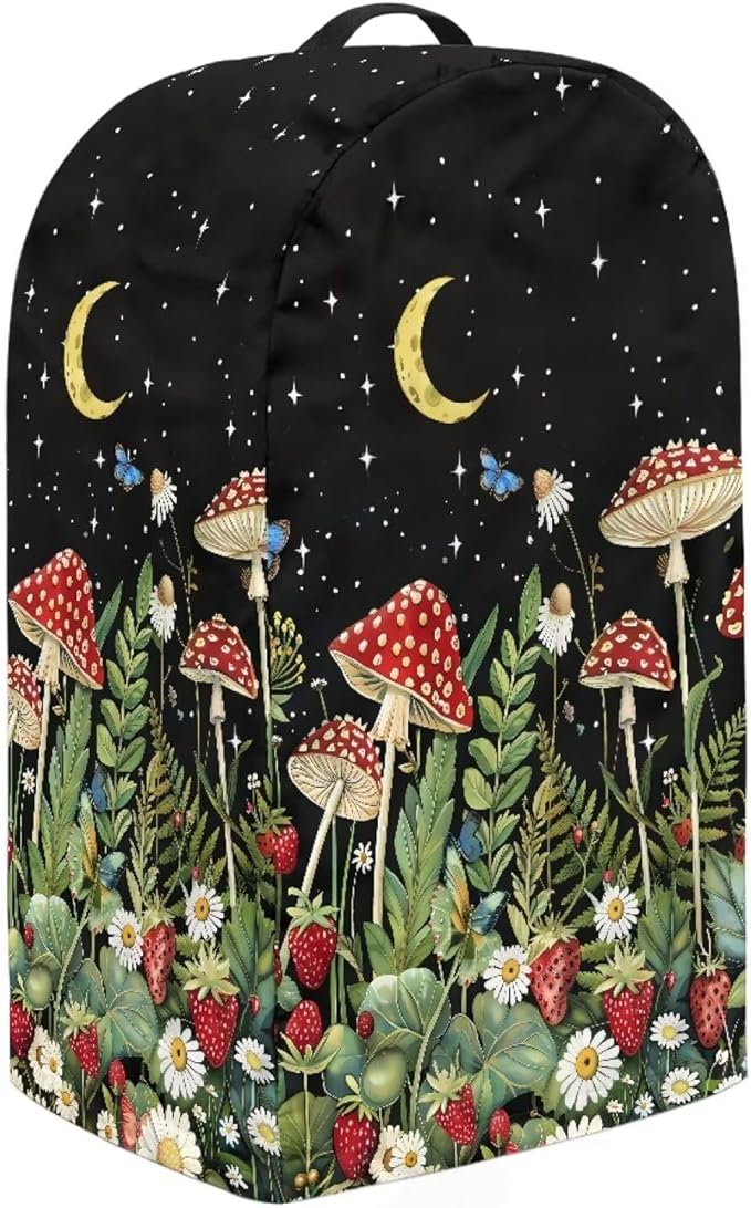Mushroom Leaf Print Drawstring Blender Dust Cover for Kitchen Small Appliance Decor, Anti Fingerprint Oil-proof Dust Proof Stand Mixer Cover Juicer Cover Soy Milk Machine Covers for Gift