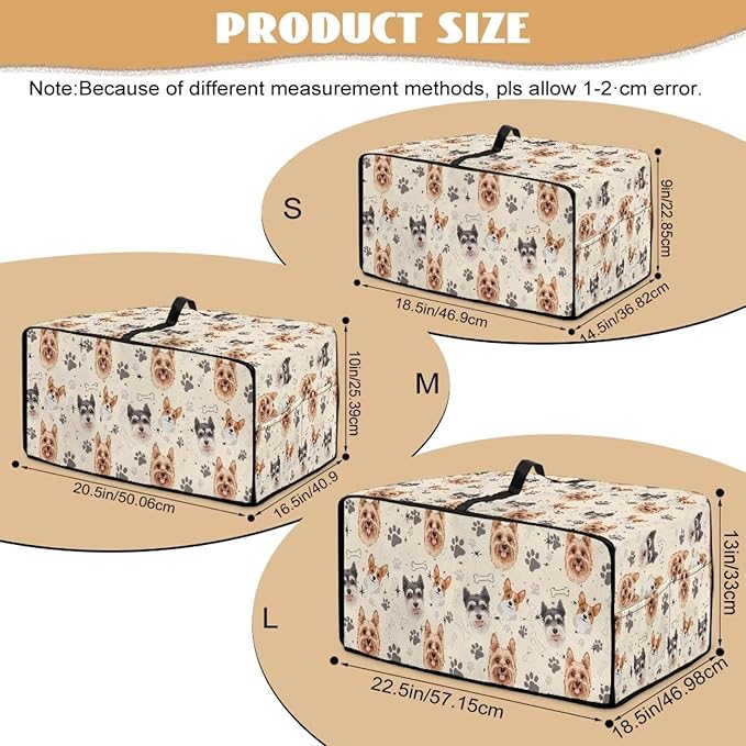 Air Fryer Toaster Oven Dust Cover Washable Fabric Convection Oven Protector with Storage Pockets, S, Yorkshire Terrier Schnauzer Dog Bone Paw Beige Puppy Pattern