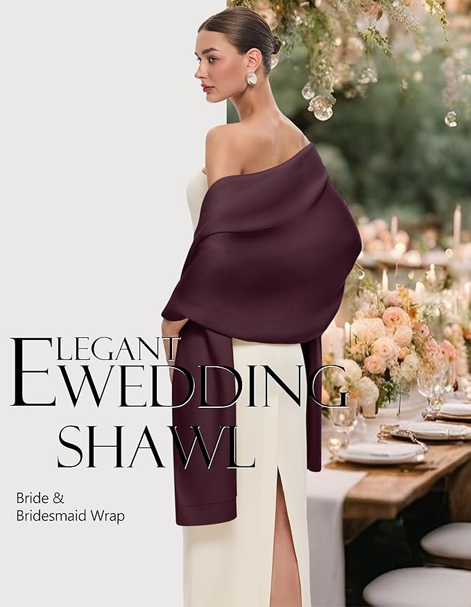 PULI Women's Pashmina Shawl Wraps for Evening Dress Large Scarf Blanket Long Wedding Bridal Winter Warm Shoulder Wrap