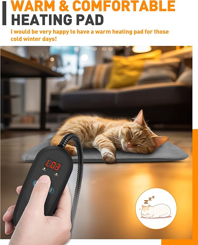 PETNF Pet Heating Pad Temperature Adjustment Dog Anti-bite Puppy with Timer Indoor Waterproof Pet Warming Electric Heated Bed Mat Dog