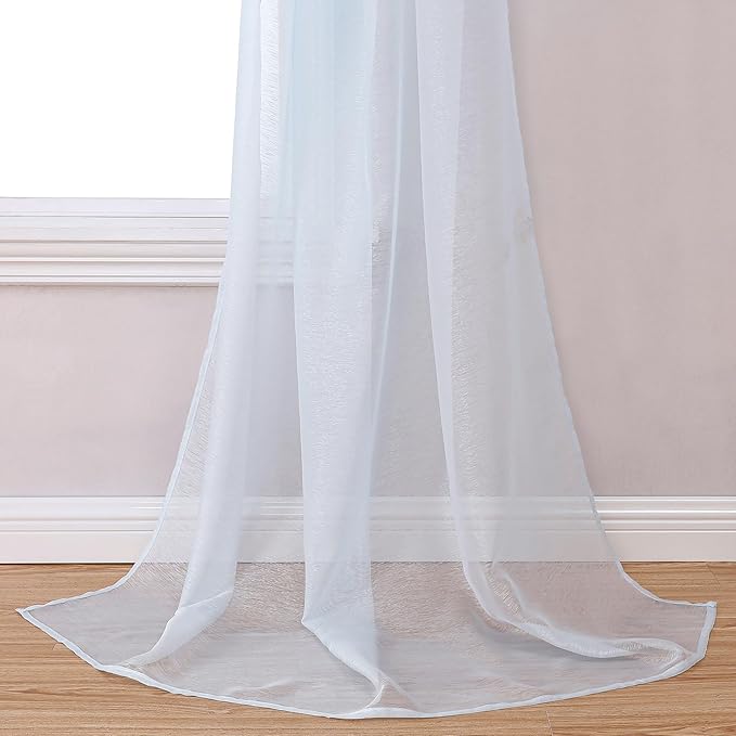 DONREN Baby Blue 144 Inch Length Sheer Window Scarf - Perfect As Valance Scarves As Well As Bed Canopy Or Wedding Decoration. (W 34 x L 144 One Panel)