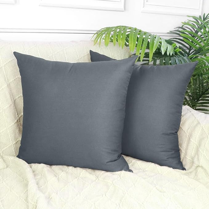4-Pack 100% Cotton Comfortable Solid Decorative Throw Pillow Case Square Cushion Cover Pillowcase Sublimation Blank Pillow Covers(Cover Only,No Insert) (26x26 inch/ 66x66cm, Dark Grey)