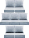 Luxury 6" Outdoor Cushions for Patio Furniture, 24x24x6" Thick Seat Cushion Set of 7, Fade Resistant Couch Chair Replacement Cushions High Density Wicker Chair Cushion w/ Removable Cover Baby Blue