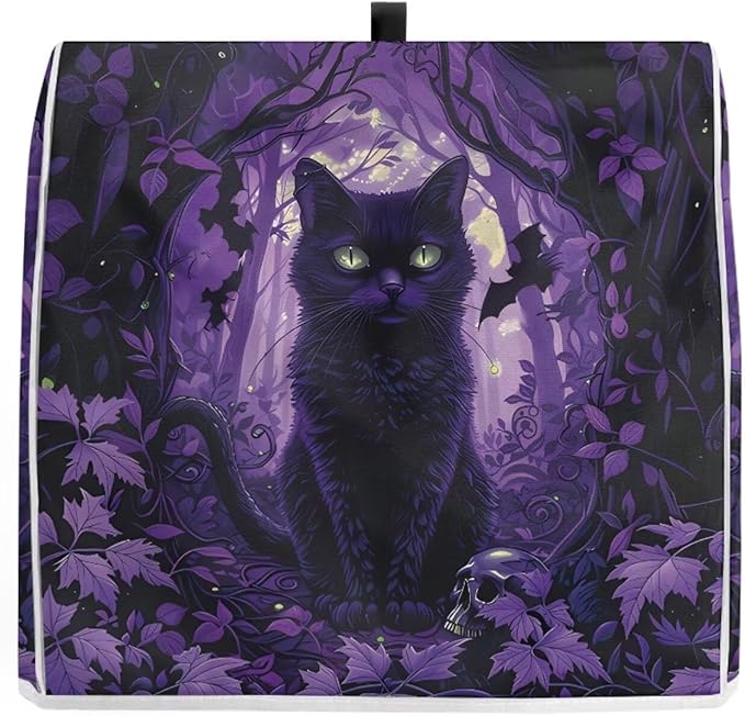 Black Cat Stand Mixer Cover Washable Kitchen Appliance Cover for 4.5-5 Quart Mixers Dustproof & Oilproof Food Processor Covers for Home Aid Mixers Accessories Halloween Kitchen Decor