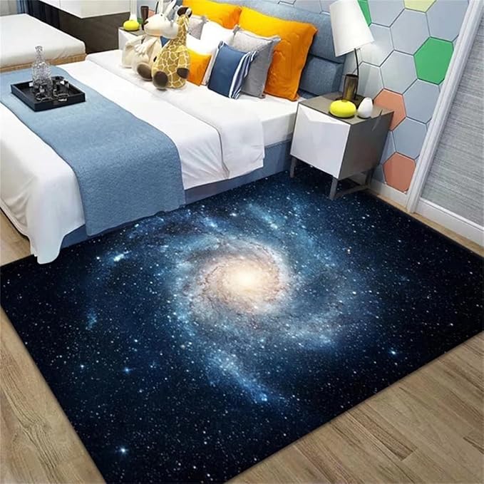 4' x 6' Area Rug for Living Room Bedroom Outer Space Throw Rugs Soft Kitchen Mat Girls Boys Room Floor Mats Non-Slip Carpets Style H