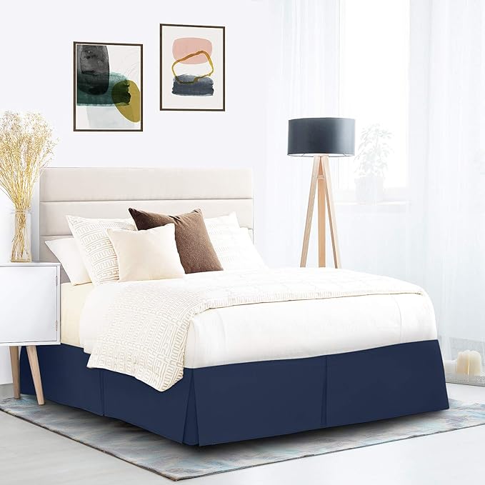 Nestl Navy Blue Full XL Bed Skirt - Full XL Size Bed Skirt 14 Inch Drop - Brushed Microfiber Bed Skirts - Hotel Quality Pleated Bed Skirt - Shrinkage & Fade Resistant