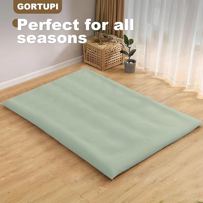 Floor Futon Cover Full Size 82" L x 56" W Japanese Floor Futon Mattress Slipcover Tatami Mats Cover Washable Green
