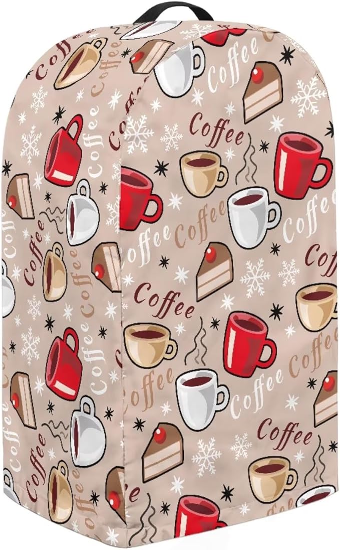 Coffee Pattern Blender Dust Cover with Drawstring, Stand Mixer or Coffee Maker Appliance Covers, Anti Fingerprint Polyester Dust Proof Stain Resistant Blender Cover for Kitchen