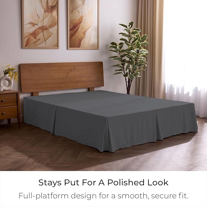 Mellanni Bed Skirt Queen Size - Bed Skirting - 15-Inch Tailored Drop Pleated Dust Ruffle - Hotel Luxury Bedding - Wrinkle, Fade, Stain Resistant - 1 Bedskirt (Queen, Gray)