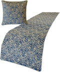 The HomeCentric King/Queen/Twin Blue Designer Queen 74"x18" Bed Runner with 2 Pillow Cover, Embroidery, Quilted Bed Scarf on Cotton Fabric - Farzeen Blue