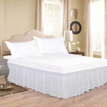 White Wrap Around Bed Skirts with 16" Drop - Three Sides Fabric Adjustable Elastic Dust Ruffle Silky Soft -600 TC Stretchy Bed Skirt-Queen(60"X 80") White