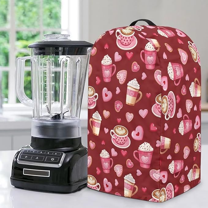 Red Blender Cover Dust Proof Small Appliance Cover Foldable Dust Cover Kitchen Decorations for Blender Food Processor Juicer Valentine's Day Decor