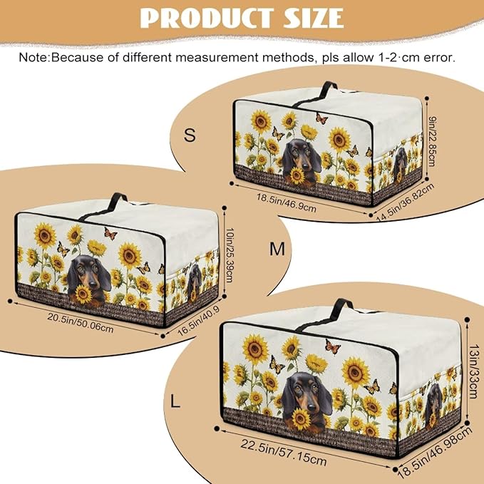 Dachshund Dog Sunflower Butterfly Print Microwave Oven Dust Cover Dustproof Microwave Toaster Oven Cover Polyester-Linen Fabric Kitchen Machine Covers for Toaster Oven Air Fryer, M