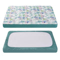 TILLYOU Pack and Play Sheet - Soft Quilted Crib Cover Pad, Toddlers Mattress Protector with 1''-3'' Deep Pocket, Thick Play Yard Playpen Sheets, Crib Mattress Pad 39"x27", Rainforest Elephant