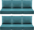 Luxury 6" Outdoor Cushions for Patio Furniture, 24x24x6" Thick Seat Cushion Set of 6, Fade Resistant Couch Chair Replacement Cushions High Density Deep Wicker Chair Cushion w/ Removable Cover, Green