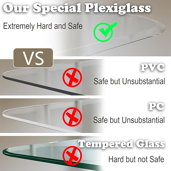 Beveled Edge Office Chair Mat for Carpet or Hardwood Floor 42" x 42" Clear Chair Mats for a Smooth Glide and Easy Roll On/Off, Heavy Duty and Non-Slip Pad Floor Ultimate Desk Chair Mat