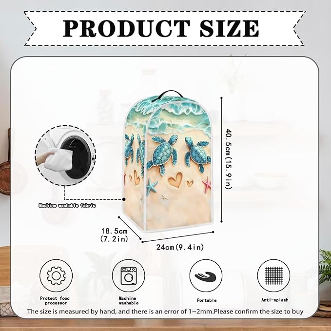 Talayituse Beach Turtle Starfish Heart Print Blender Dust Cover, Fingerprint Protection Cover for Stand Mixer or Coffee Machine, Home Kitchen Appliance Covers for Stain Dust Resistant Supplies