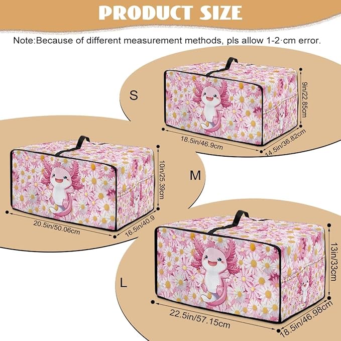 Cute Axolotl Daisy Print Microwave Oven Cover Dust-Proof Microwave Oven Cloth Cover Scratch-Resistant Foldable Small Appliance Dust Covers Case Protections Protector, L