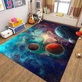 Galaxy Area Rug for Boys Bedroom: 4'x6' Starry Universe Floor Mats for Playroom Washable Solar System Planet Area Rug for Living Room Throw Rugs Pad