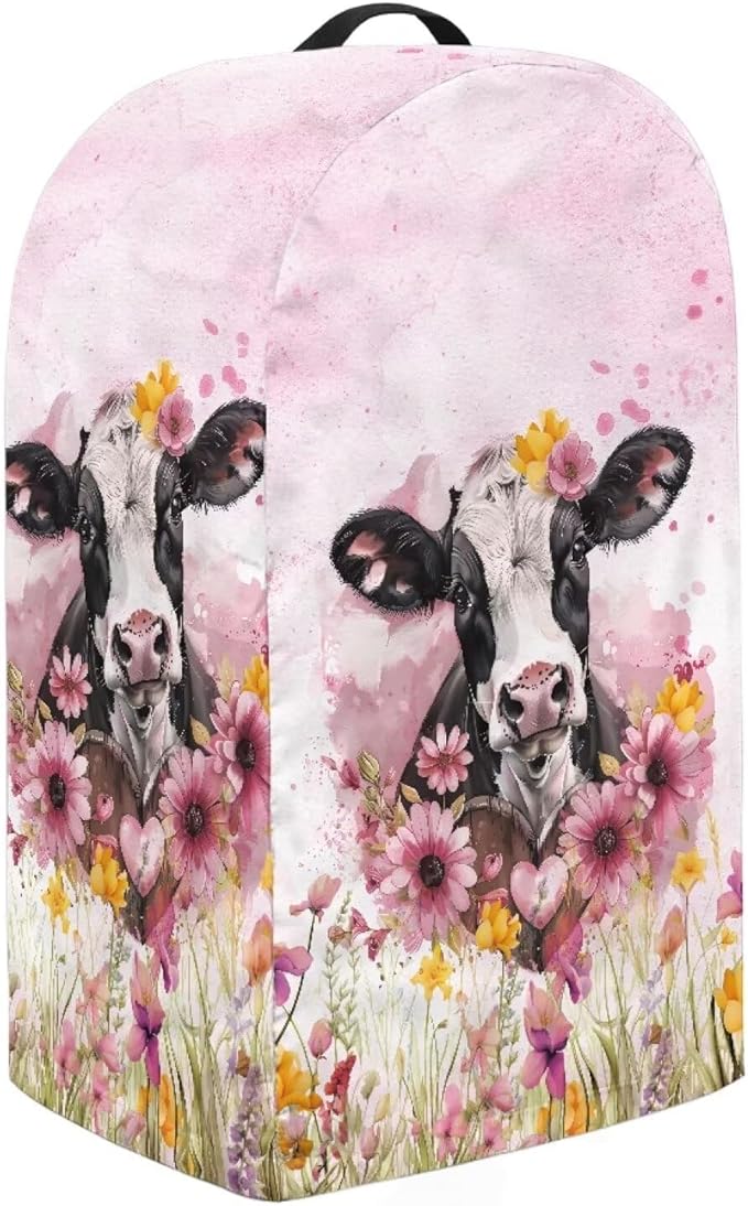 Kitchen Countertop Blender Cover with Drawstring Small Appliance Dust Protection 9.4”Lx7.2”Wx15.9”H Kitchen Blender Cover for Home Kitchen Decor Purple Flower Cow Print