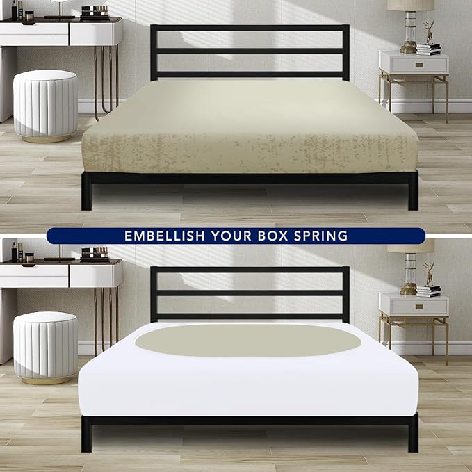 PureFit Stretchy Box Spring Cover King - Elastic Fitted Box Spring Wrap Around 4 Sides, Wrinkle & Fading Resistant Fits King and C-King Size Beds, White