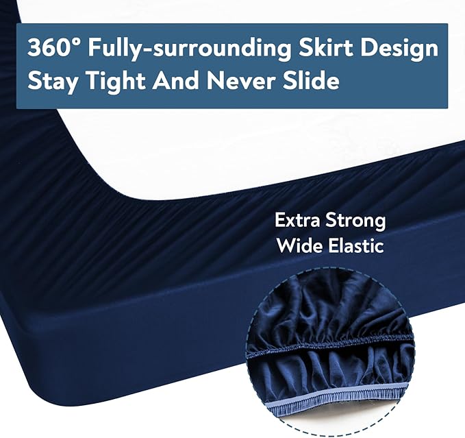 Twin Fitted Sheet Only, Super Soft & Cozy Twin Size Bed Sheets for Boys Kids with Deep Pocket to 14 Inch, Cooling Jersey Mattress Bottom Sheets,Shrinkage & Stain Resistant, Wrinkle Free, Navy Blue