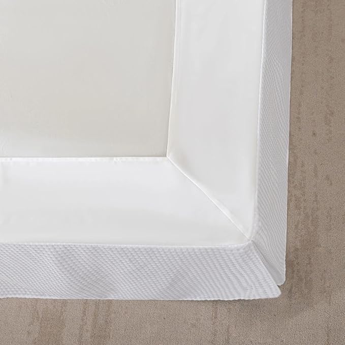 Twin Bed Skirt, Wrap Around Bed Skirt with Pleated Corner, 16 Inch Drop Pleated Waffle Weave Bedskirts, Anti-Slip, Microfiber, White, 16'' Twin